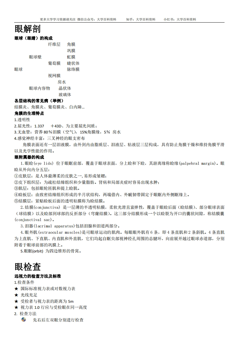 (完整版)眼科学知识要点
