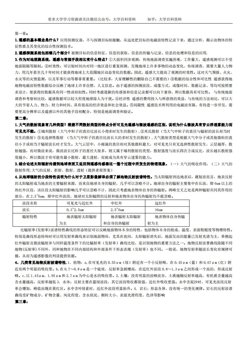 (完整版)遥感导论复习资料-梅安新版