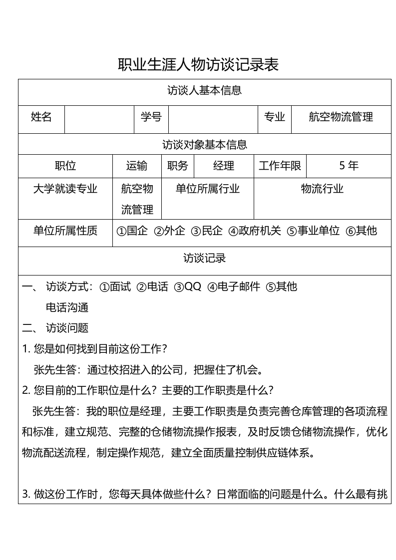 2900字经理人物访谈职业生涯规划书-学习资源网 - 分享优质学习资料