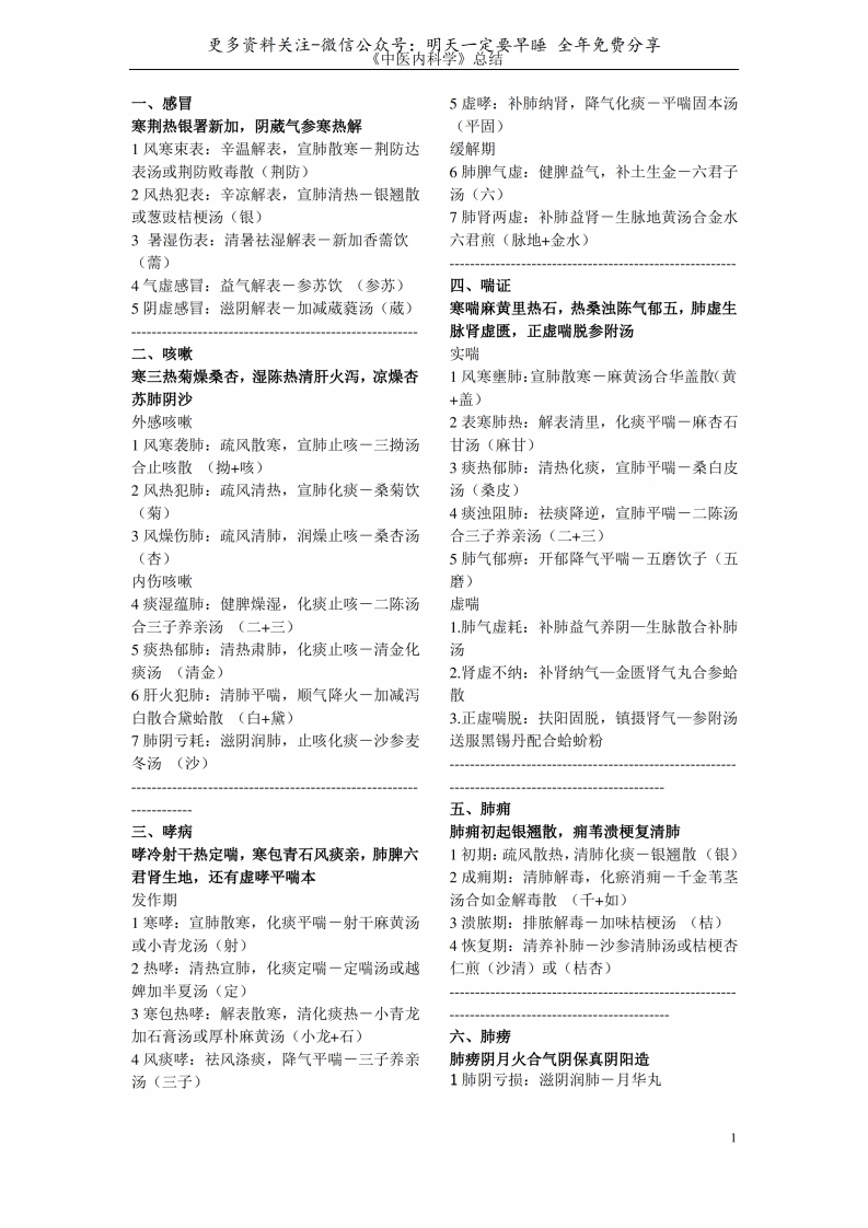 《中医内科学》整理(必背)--【10页】