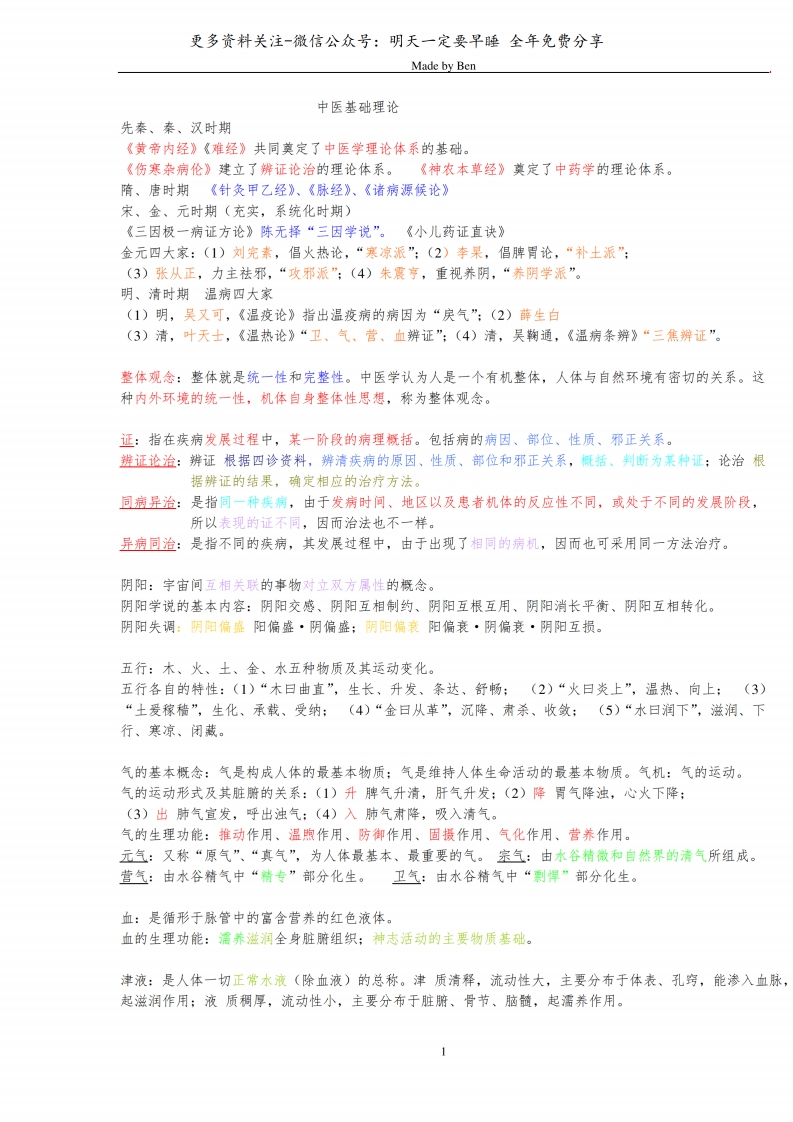 《中医学概论》复习资料--【24页】