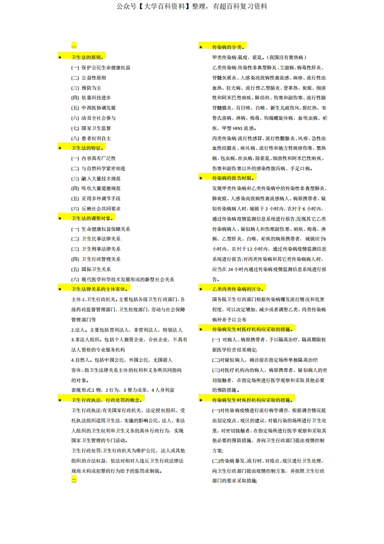 《卫生法》知识点总结