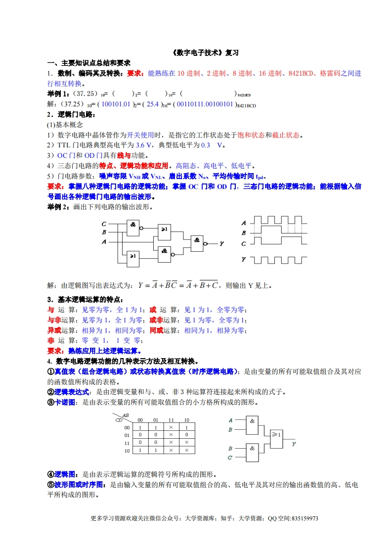 《数字电子技术》经典复习资料