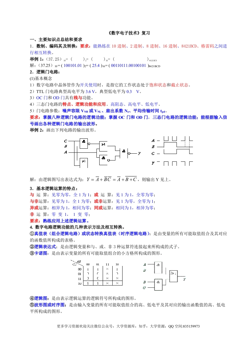 《数字电子技术》经典复习资料-学习资源网 - 分享优质学习资料