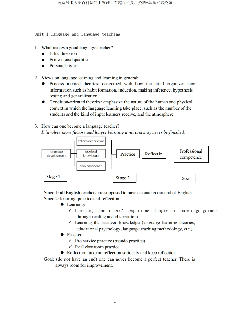 《英语教学法教程》(王蔷)考研复习重点笔记