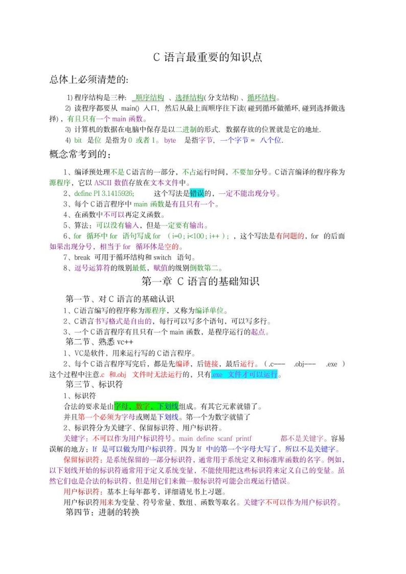 【C语言程序设计】知识点归纳总结全面汇总归纳-学习资源网 - 分享优质学习资料