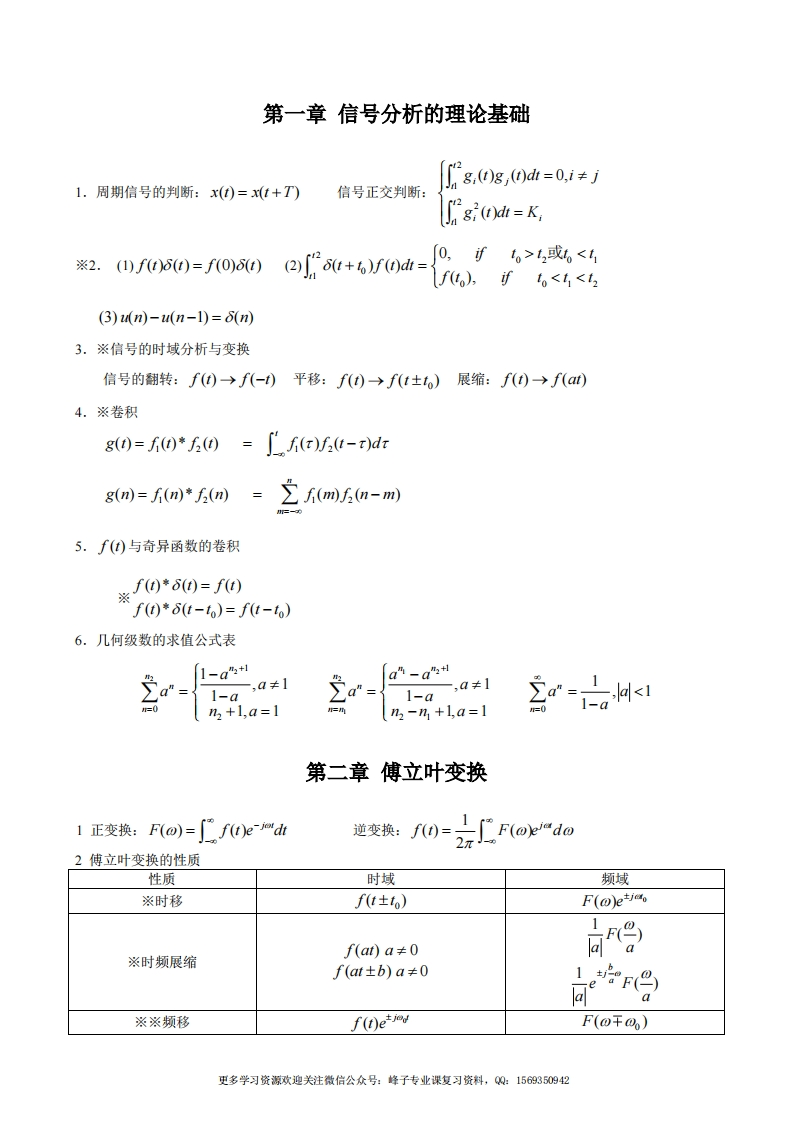【信号与系统】-公式总结
