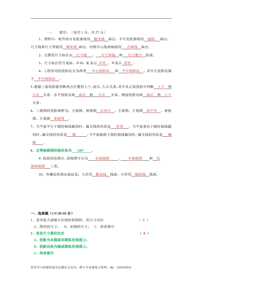 【工程制图】知识点