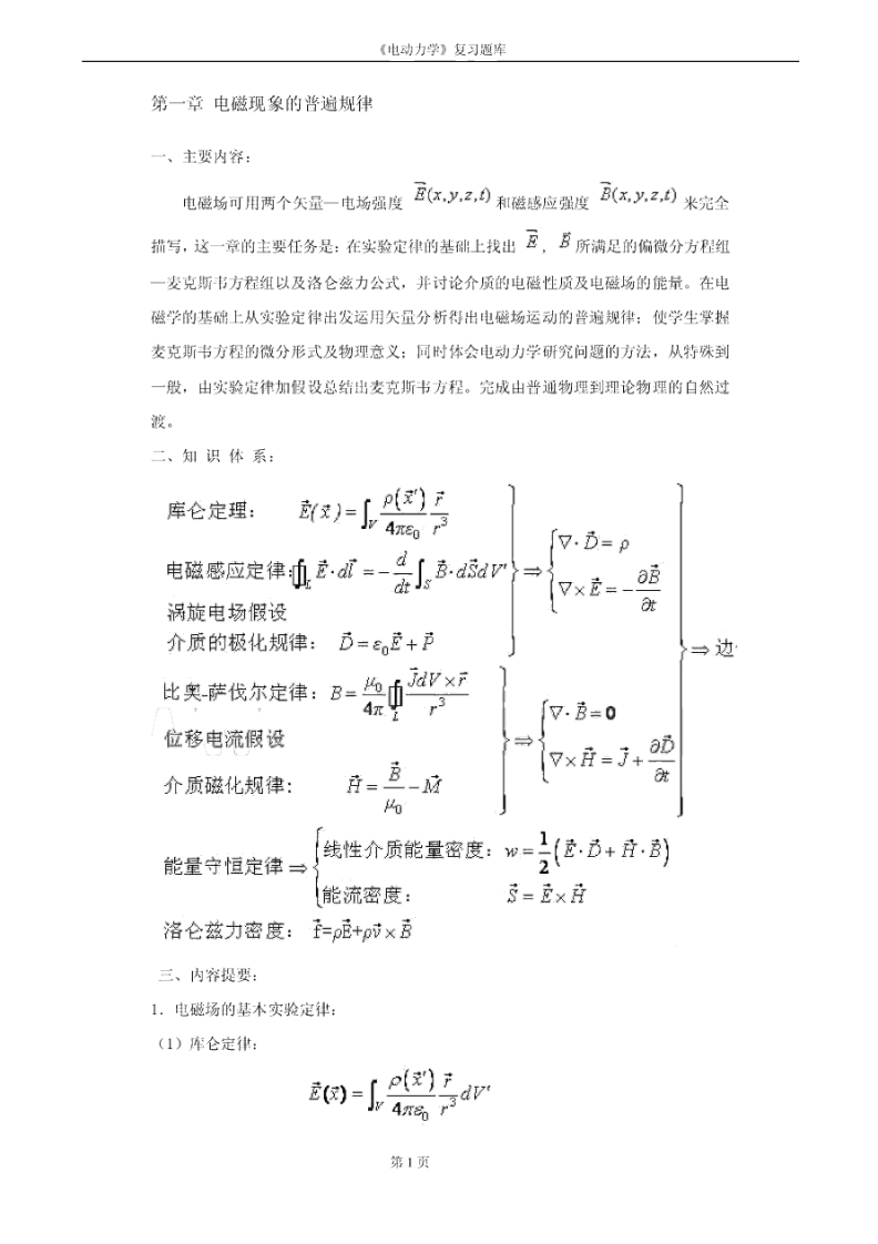 【电动力学】知识点总结要点-学习资源网 - 学习助手专注分享优质学习资源