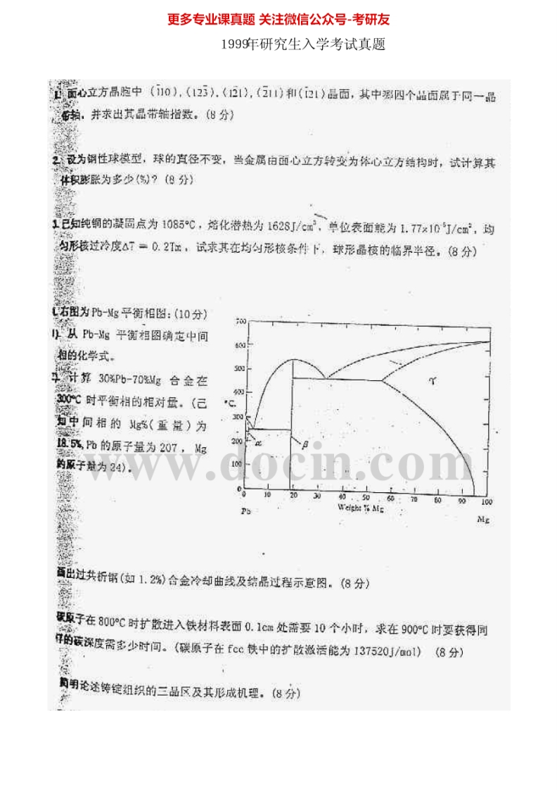 上海交通大学827材料科学基础1999-2007其中2000-2004、2006有答案考研真题汇编_1753610721-学习资源网 - 学习助手专注分享优质学习资源