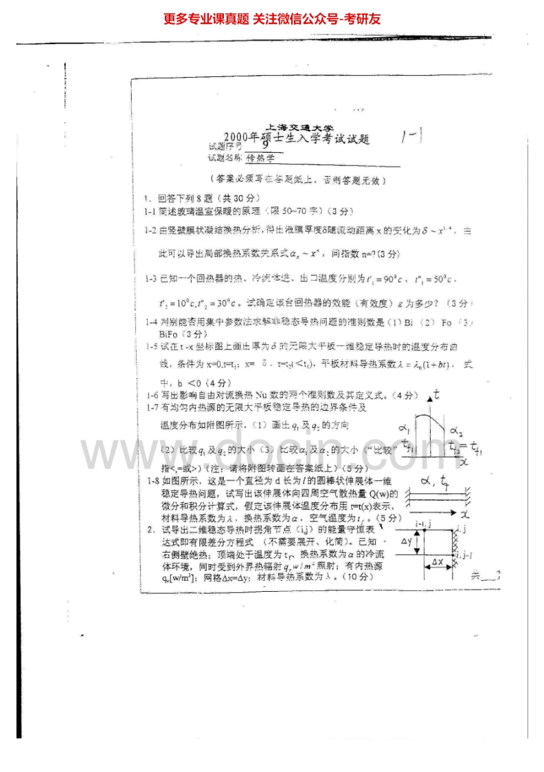 上海交通大学传热学2000-2006、2010考研真题汇编.Image.Marked_1753610728