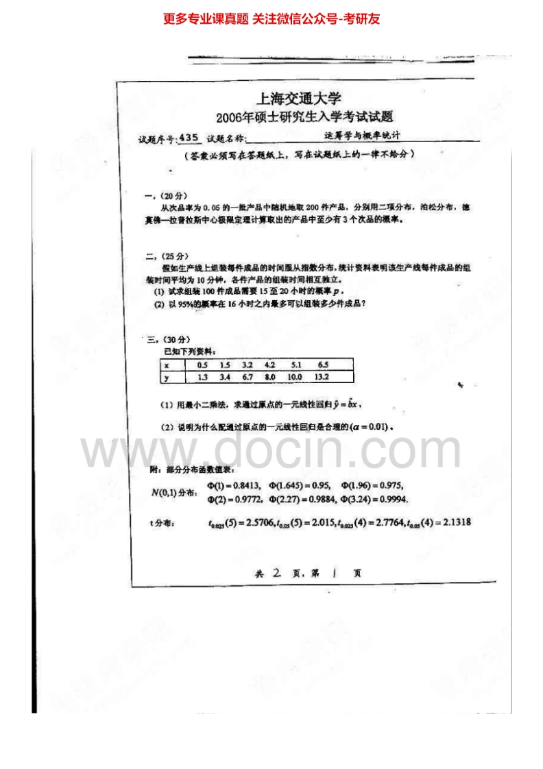 上海交通大学运筹学与概率统计1999、2006-2007、回忆2009、2013考研真题汇编.Image.Marked_1753610732
