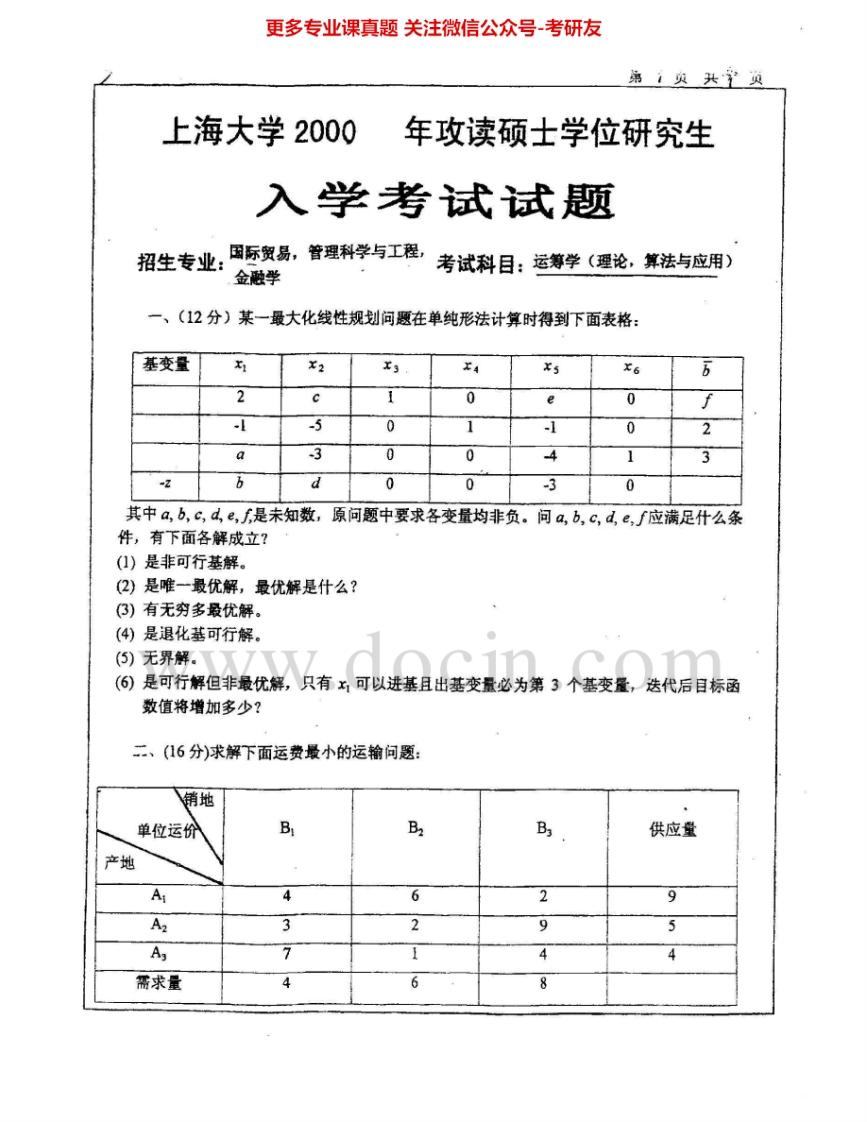 上海大学911运筹学2000-2003、2009考研真题汇编.Image.Marked-学习资源网 - 分享优质学习资料