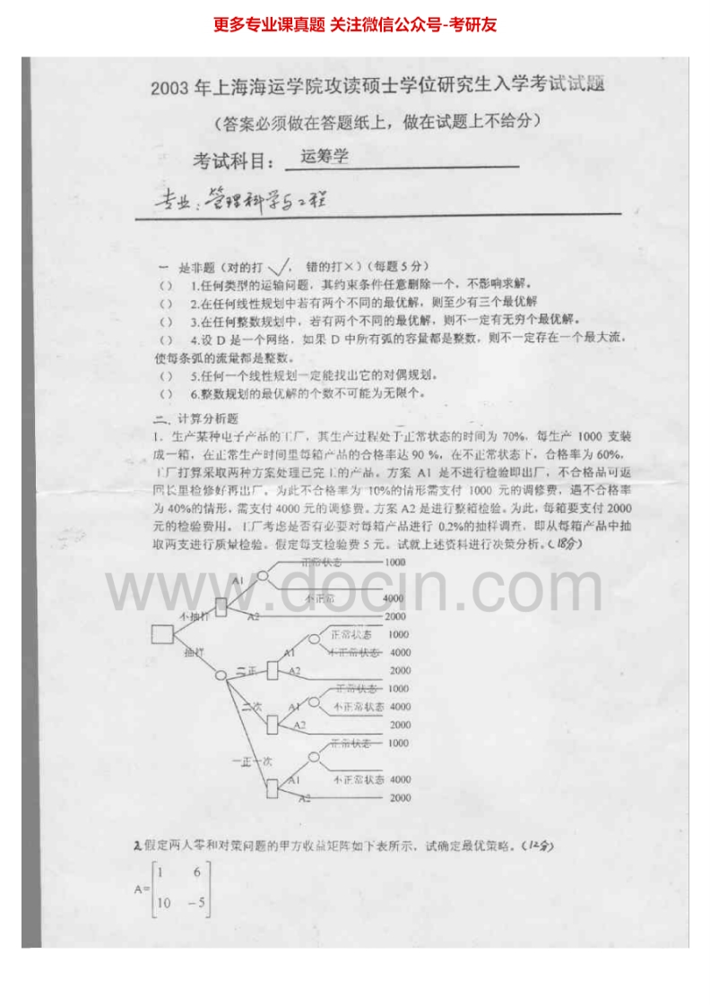 上海海事大学运筹学（2003-2014）考研真题汇编.Image.Marked-学习资源网 - 分享优质学习资料