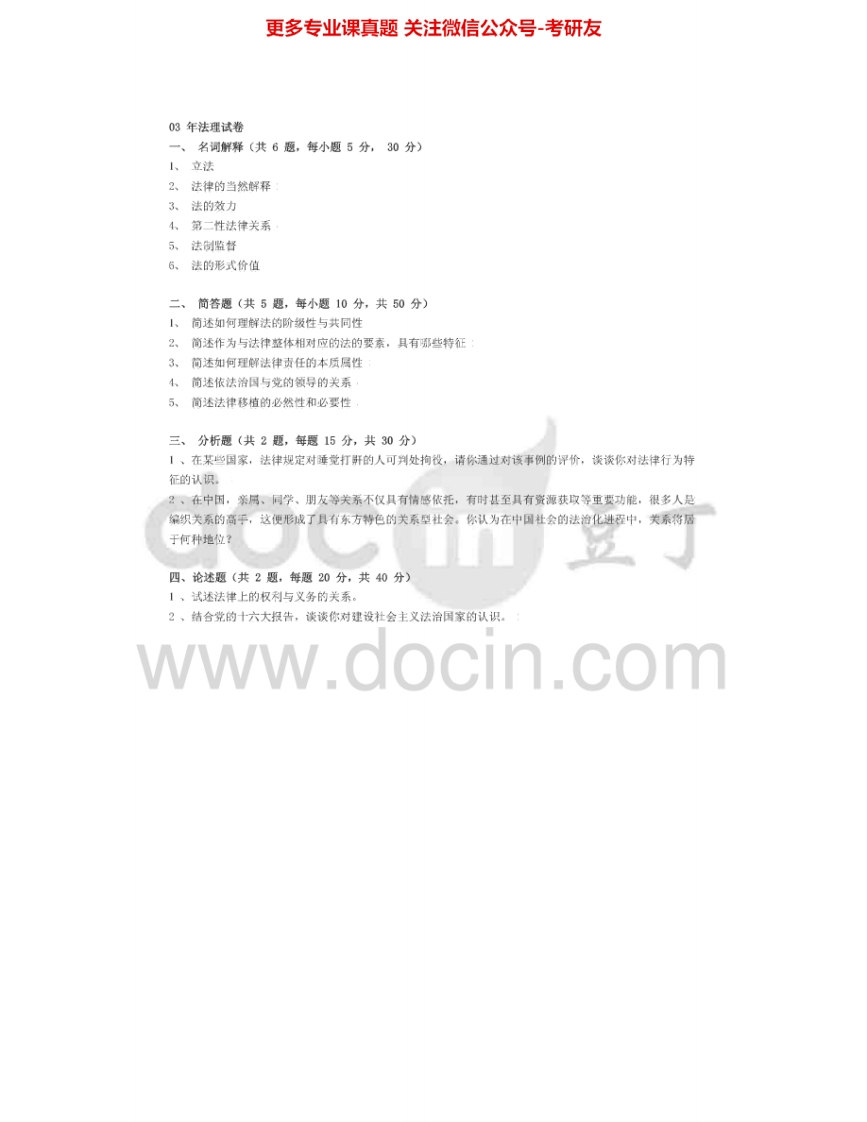 东北大学613法理学2003-2007考研真题汇编.Image.Marked-学习资源网 - 分享优质学习资料