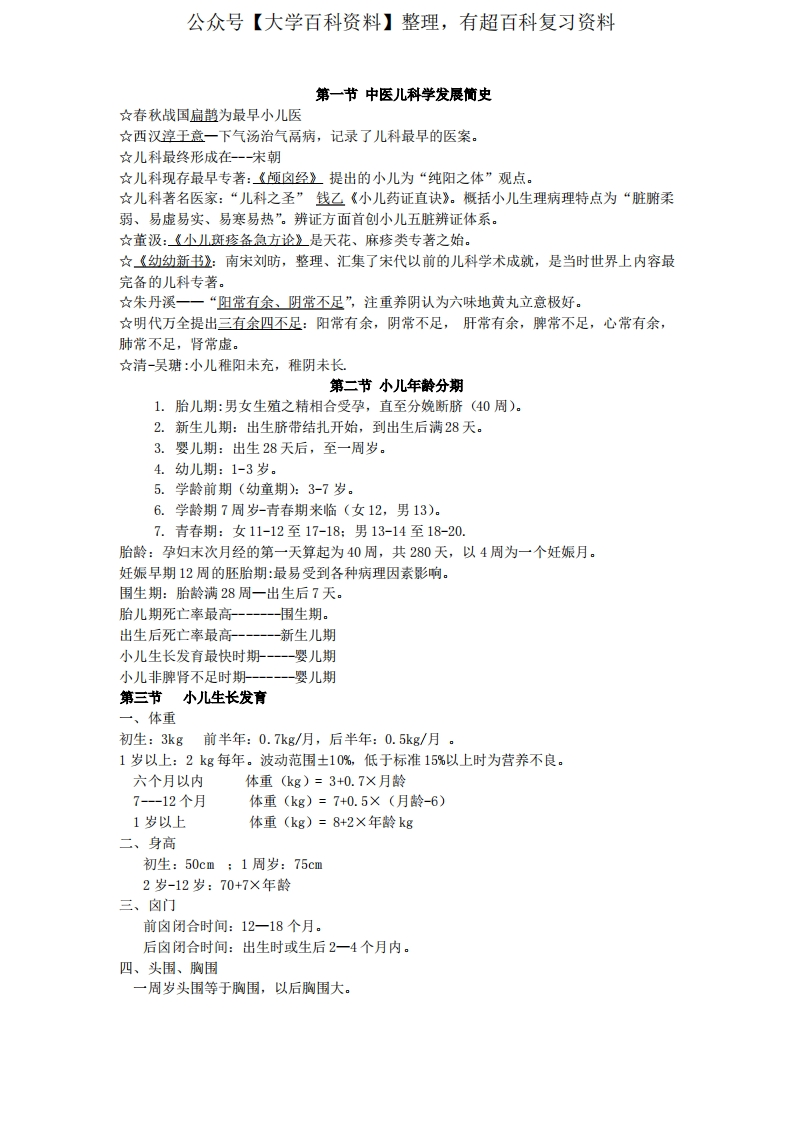 中医儿科学重点个人整理版--学习资源网 - 学习助手专注分享优质学习资源