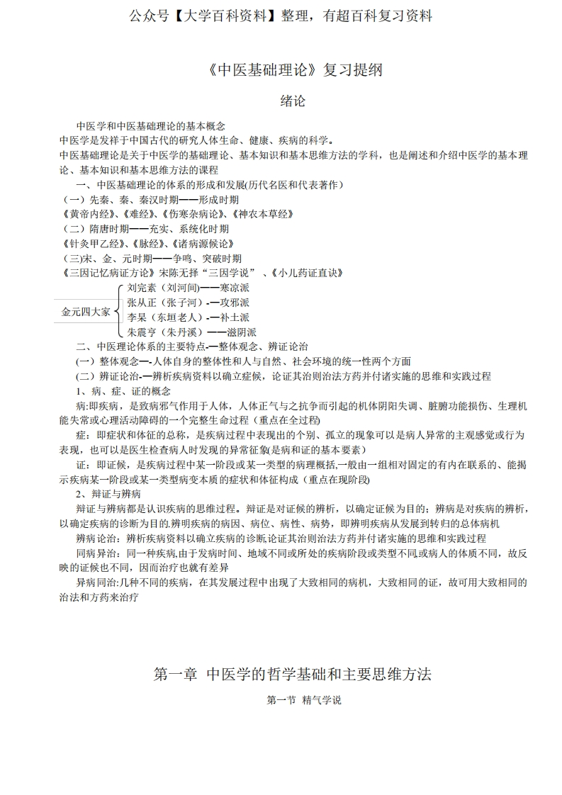 中医基础理论重点总结