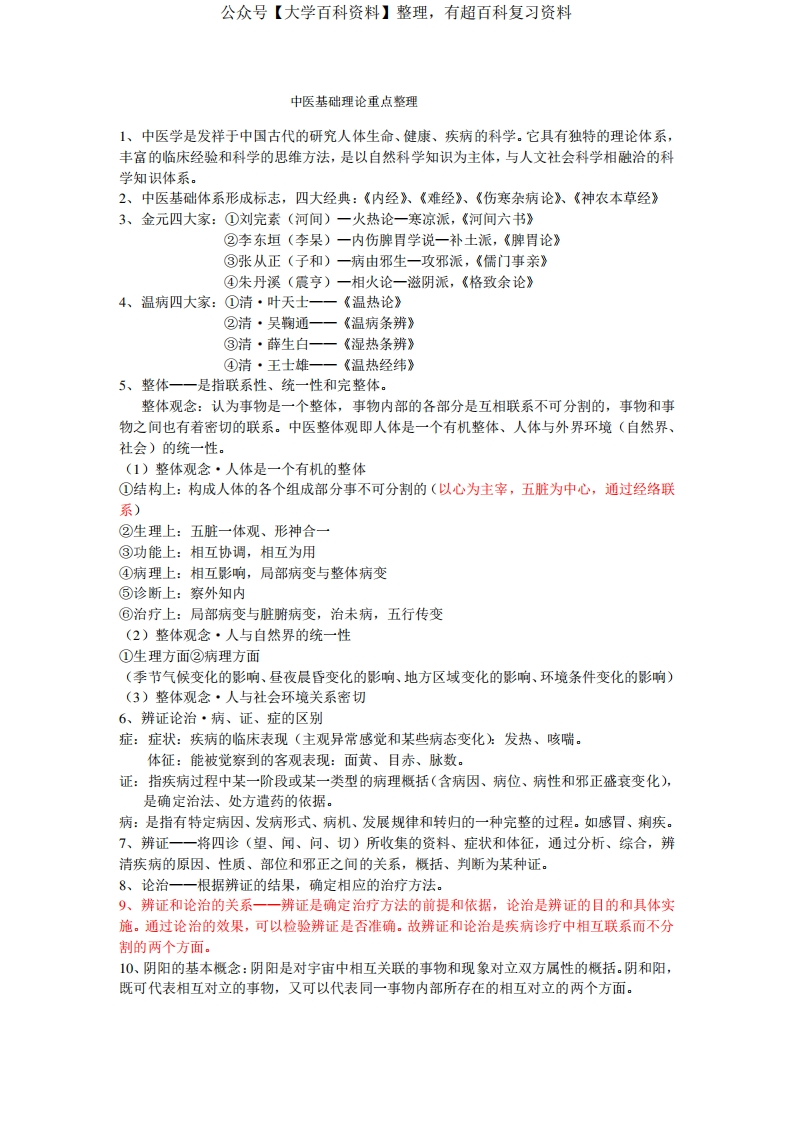 中医基础理论重点整理