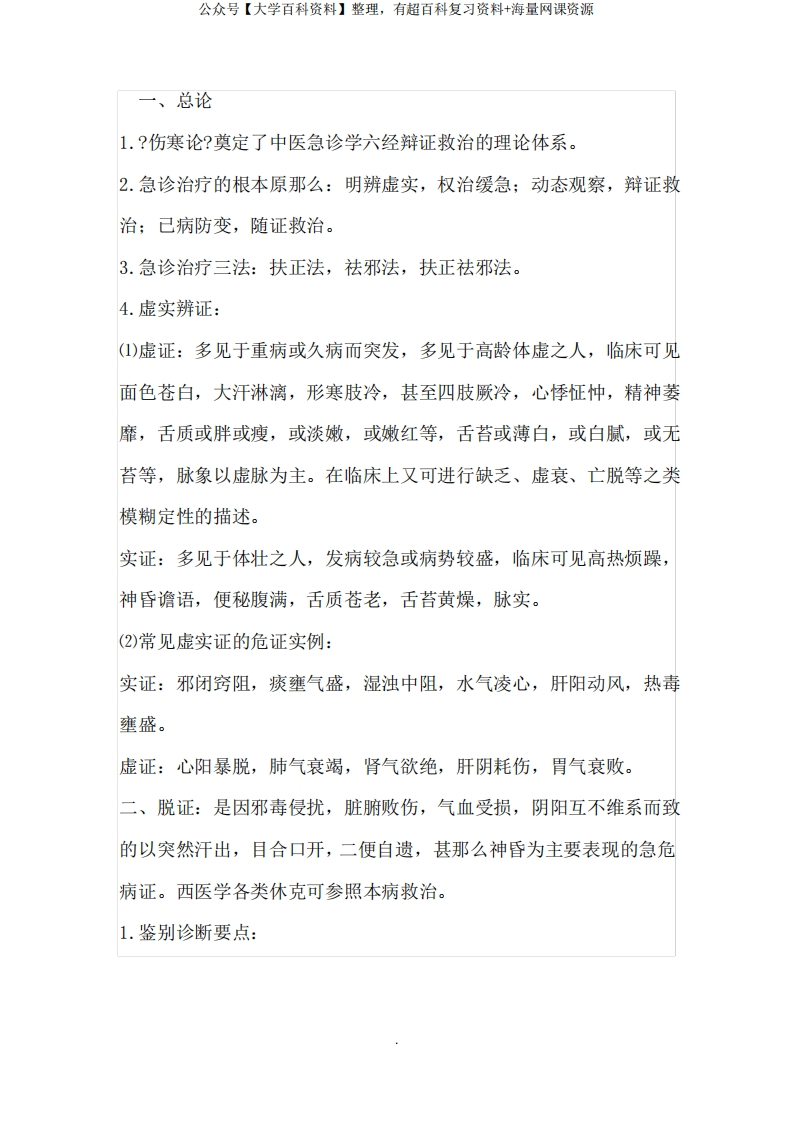 中医急诊学1-学习资源网 - 分享优质学习资料