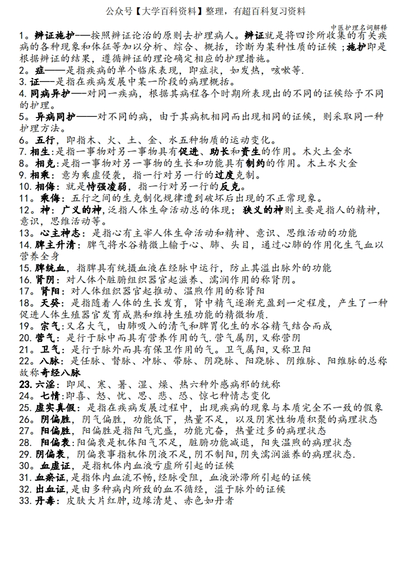 中医护理名词解释-学习资源网 - 学习助手专注分享优质学习资源