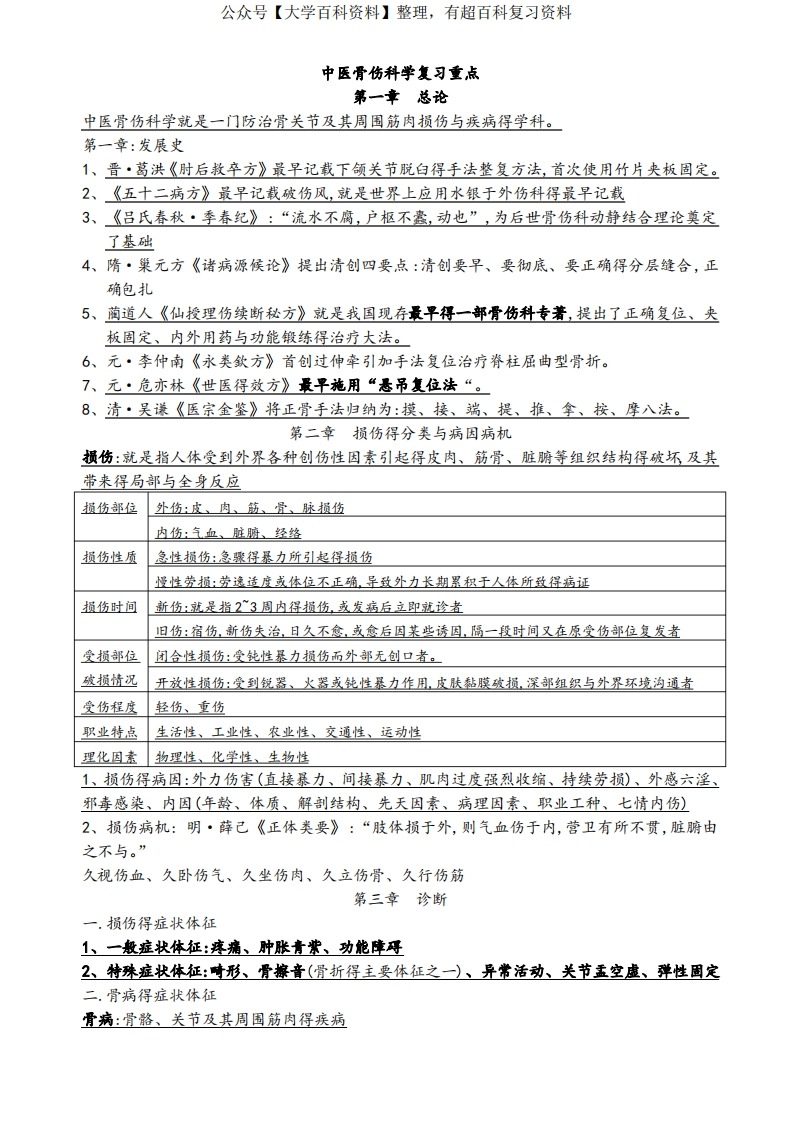 中医骨伤科学复习重点整理