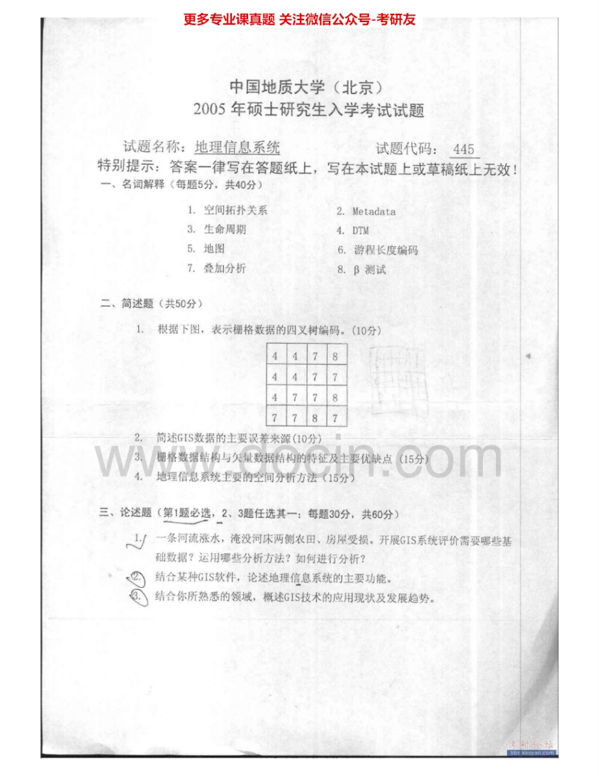 中国地质大学（北京）808地理信息系统2005-2011考研真题汇编.Image.Marked-学习资源网 - 学习助手专注分享优质学习资源