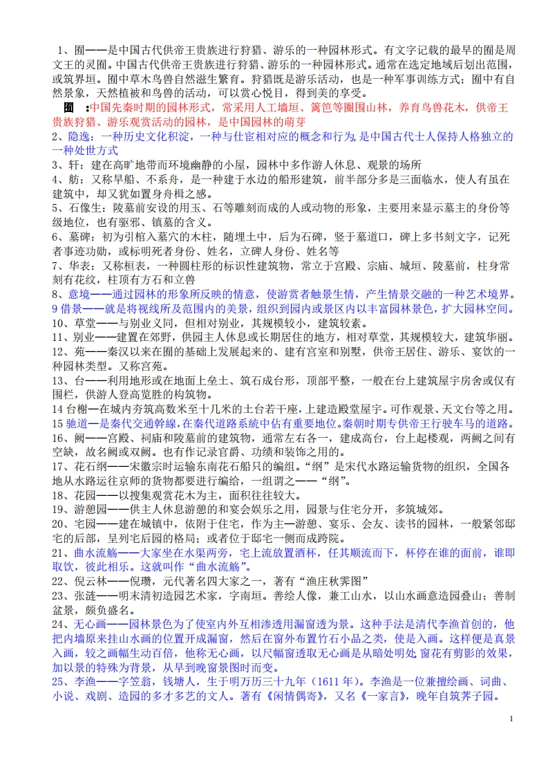中外园林史知识点整理试题重重点-学习资源网 - 学习助手专注分享优质学习资源