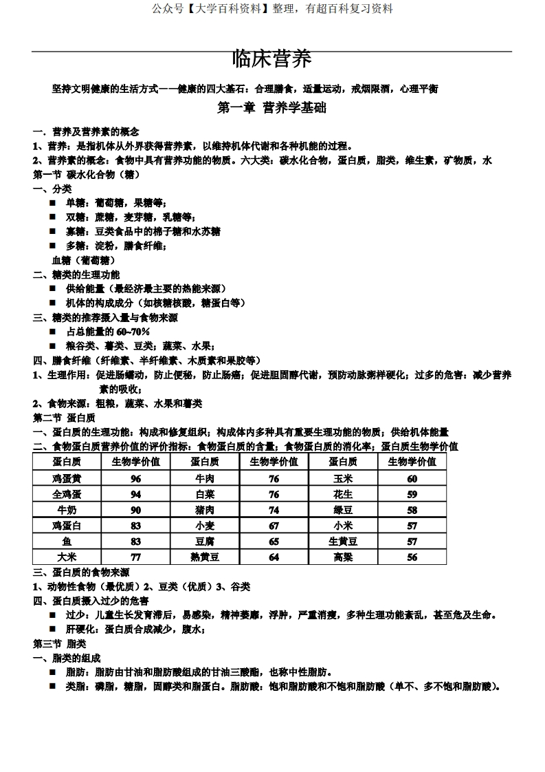 临床营养学-笔记2
