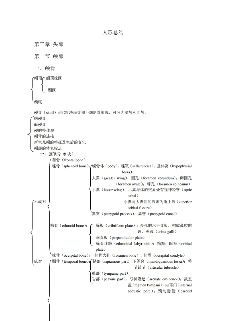 人体形态学知识点总结