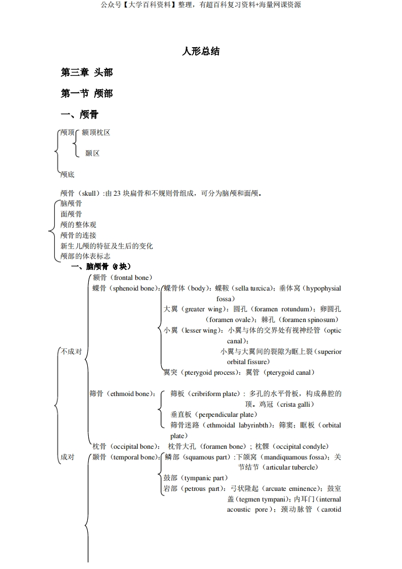 人体形态学知识点总结