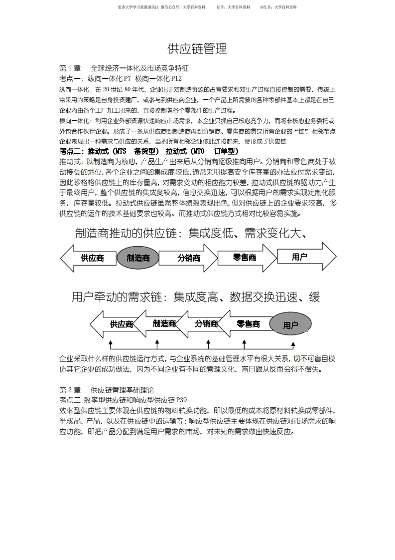 供应链管理考试重点