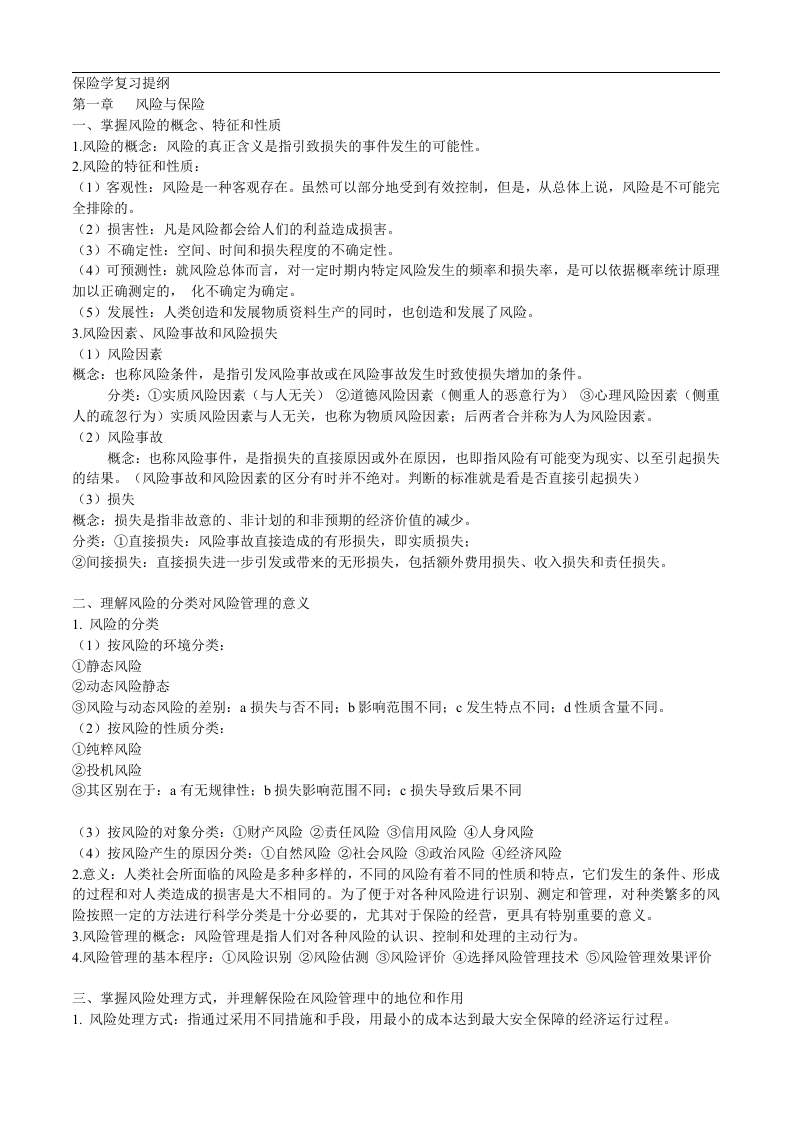 保险学复习重点-学习资源网 - 学习助手专注分享优质学习资源