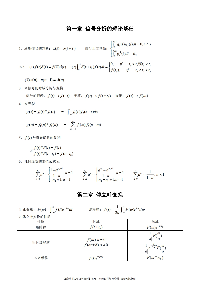 信号与系统-公式总结
