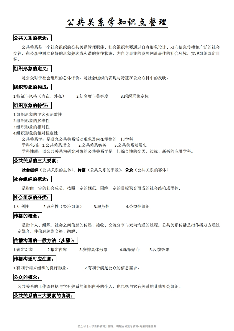 公共关系学知识点整理