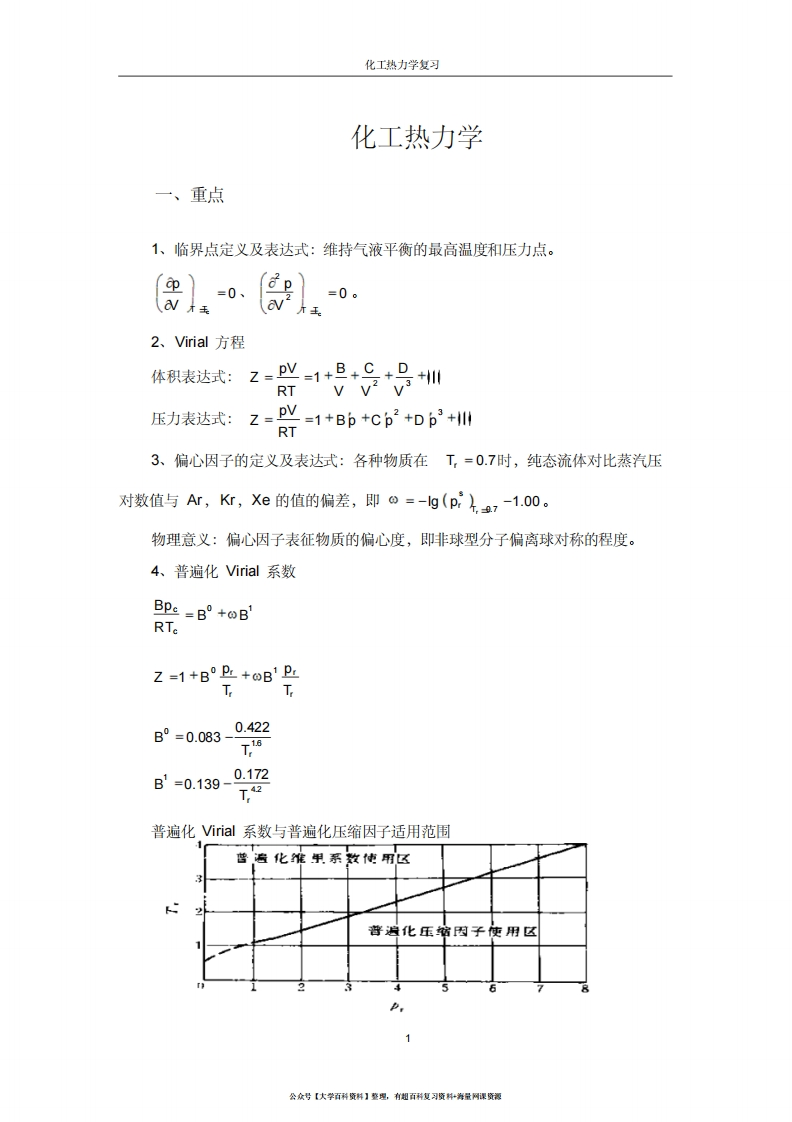 化工热力学考试重点-终极版整理