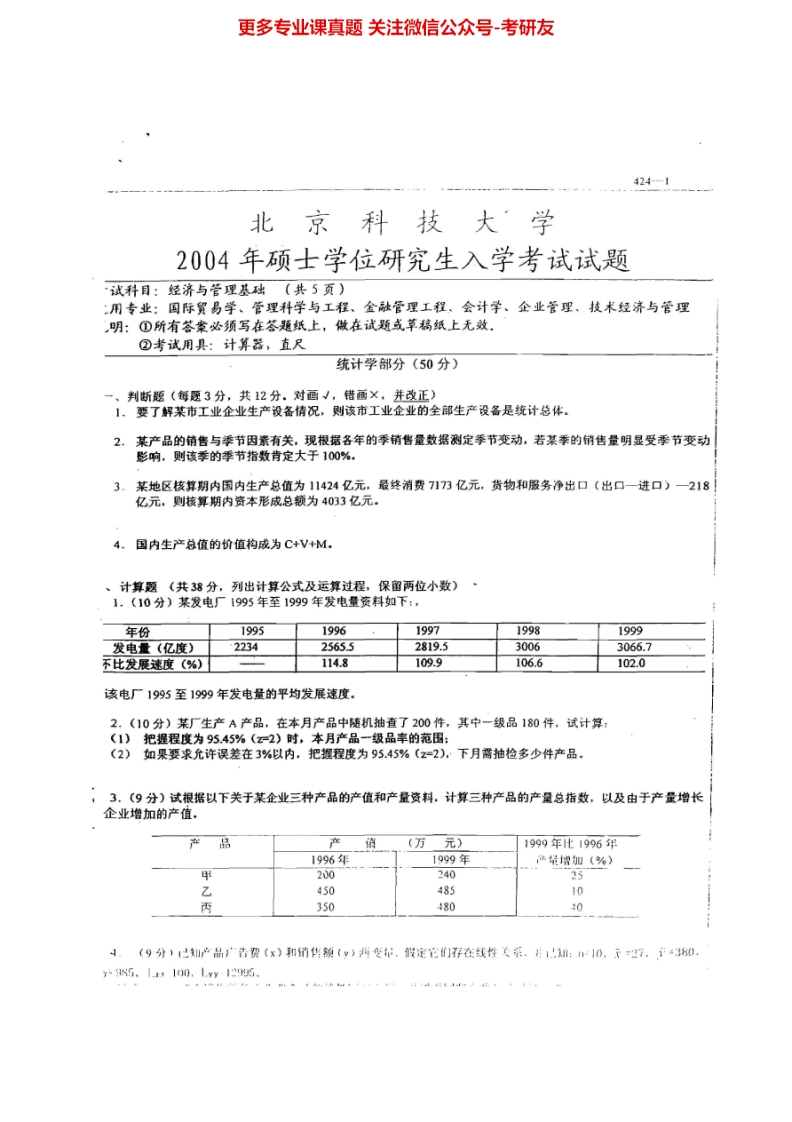 北京科技大学824管理学与经济学基础2004-2014其中2004-2010有答案考研真题-学习资源网 - 学习助手专注分享优质学习资源