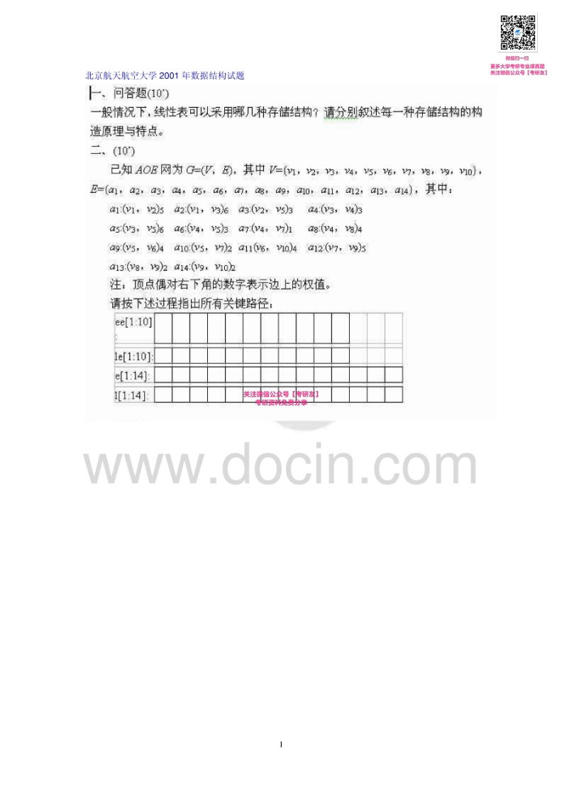 北京航空航天大学991数据结构与C语言程序设计01-02、04-08、10-1208、11-12有答案考研真题
