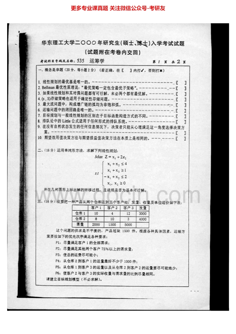 华东理工大学运筹学2000-2007考研真题汇编.Image.Marked-学习资源网 - 分享优质学习资料