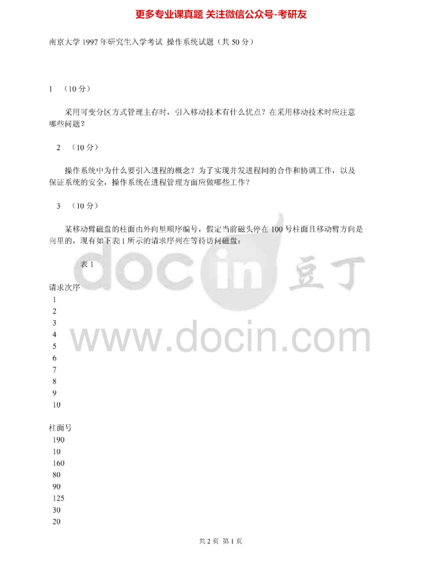 南京大学842数据结构、软件工程、操作系统和计算机网络：操作系统97数据结构03真题及答案考研真题汇编.Image.Marked
