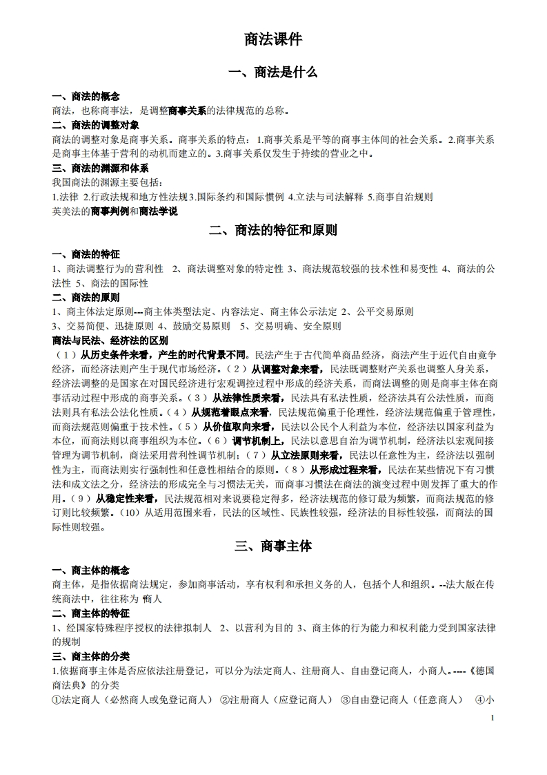 商法知识点总结