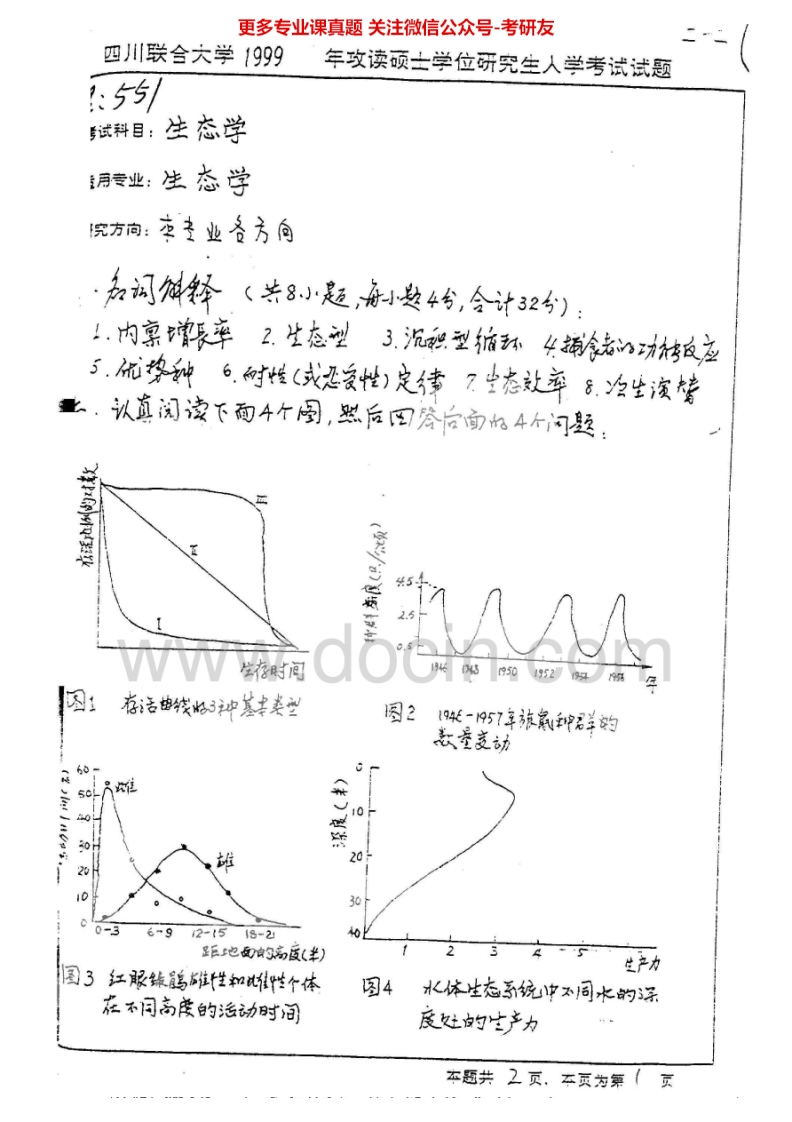 四川大学943生态学1999-2004、2013-2015考研真题汇编.Image.Marked-学习资源网 - 分享优质学习资料