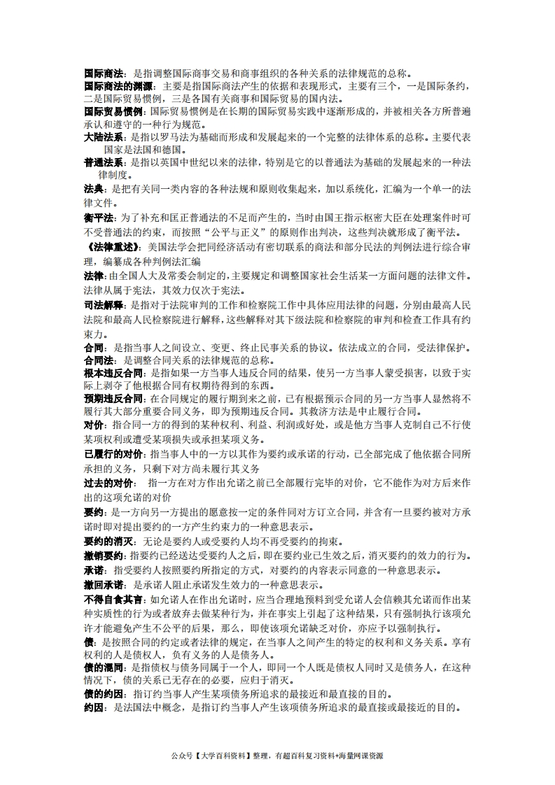 国际商法名词解释