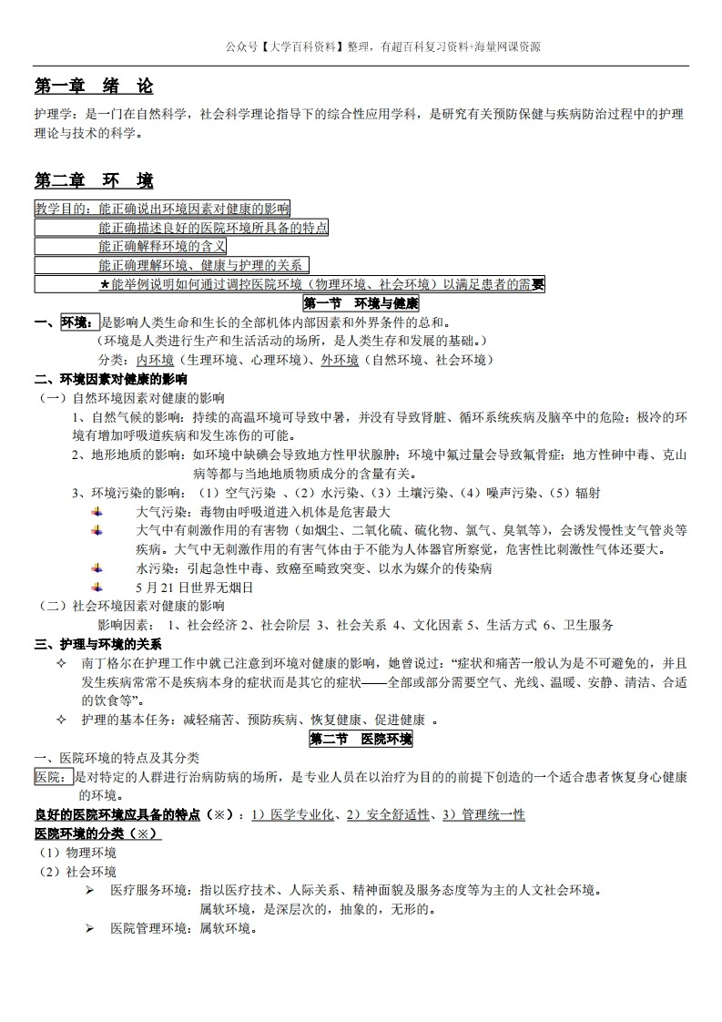 基础护理学知识点总结
