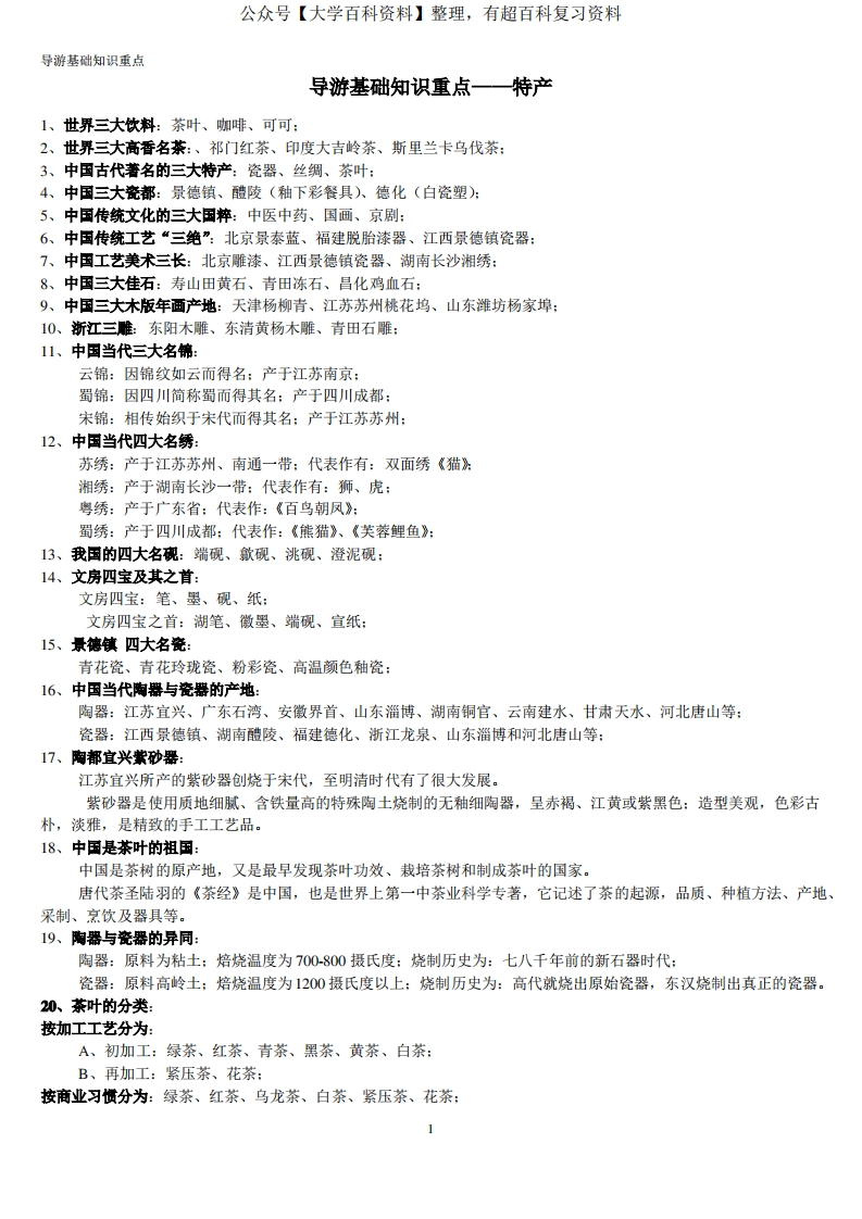 导游基础知识重点(排版整理)-学习资源网 - 分享优质学习资料