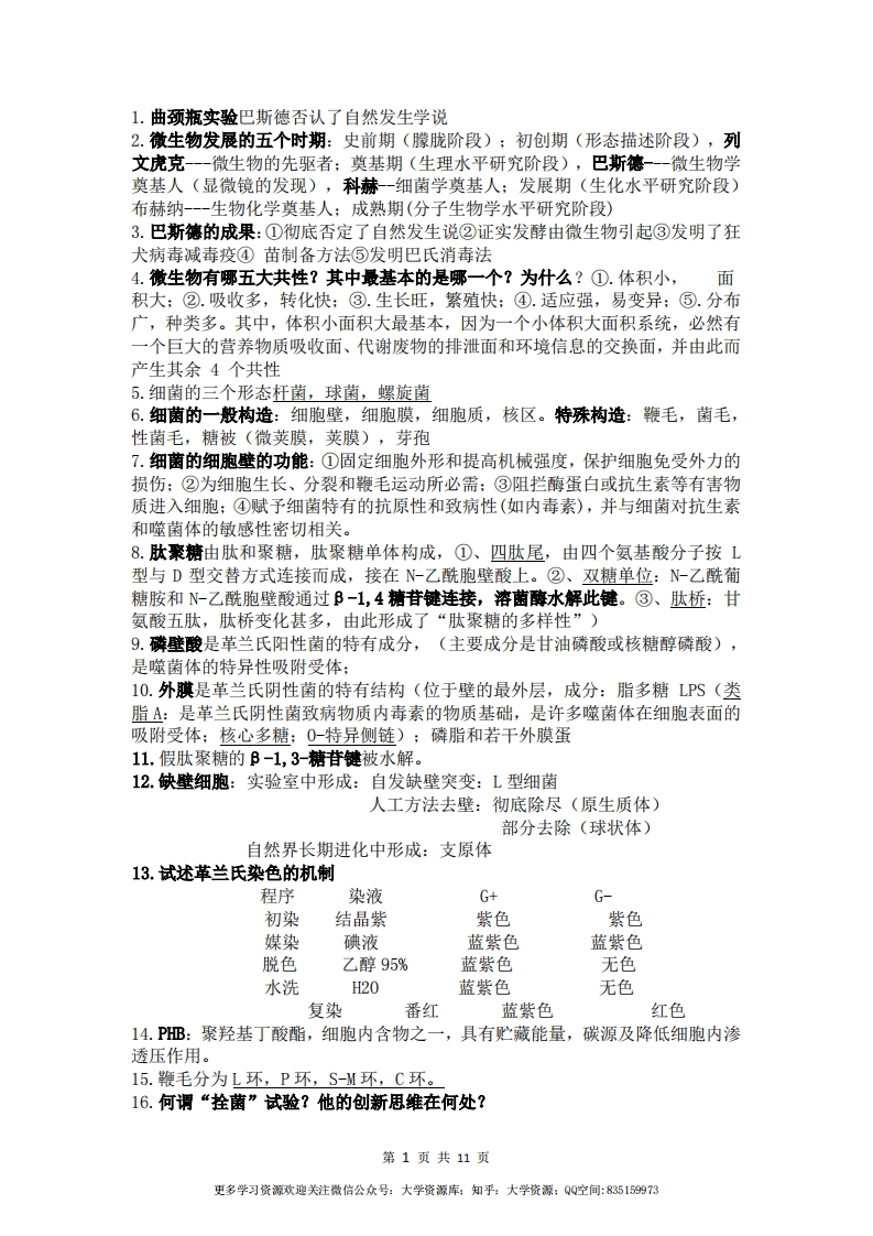 微生物学教程-周德庆第三版-期末复习-学习资源网 - 学习助手专注分享优质学习资源