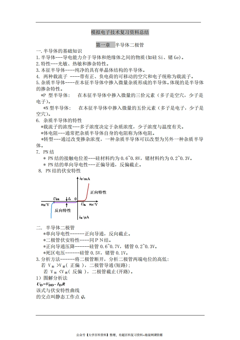 模拟电子技术基础-知识点总结-学习资源网 - 学习助手专注分享优质学习资源