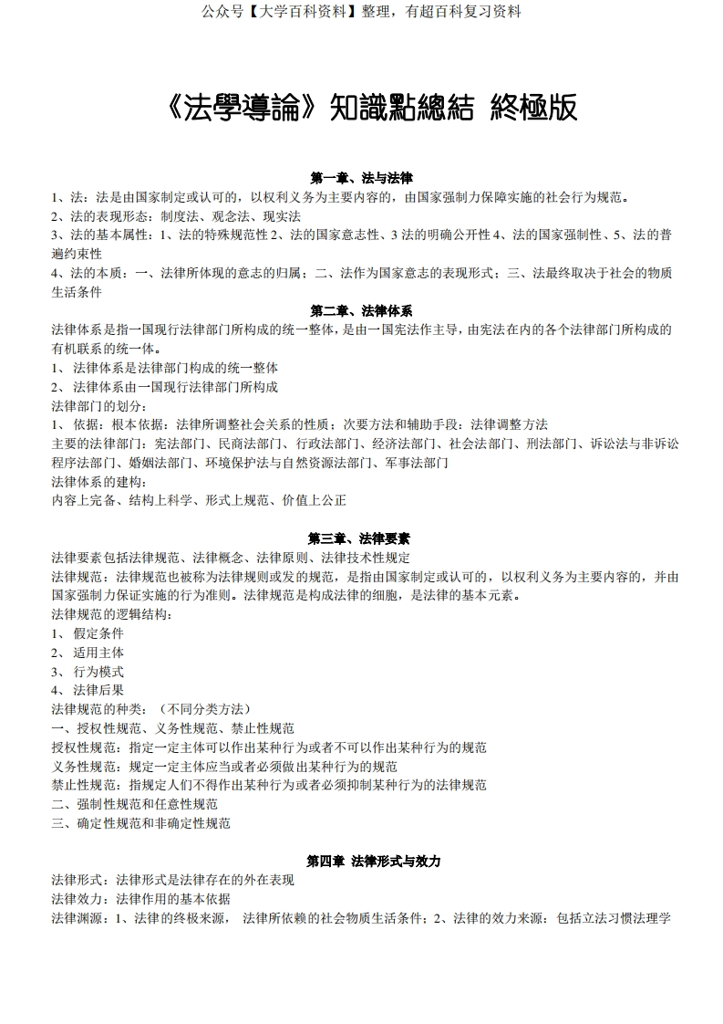 法学导论知识点总结-终极版