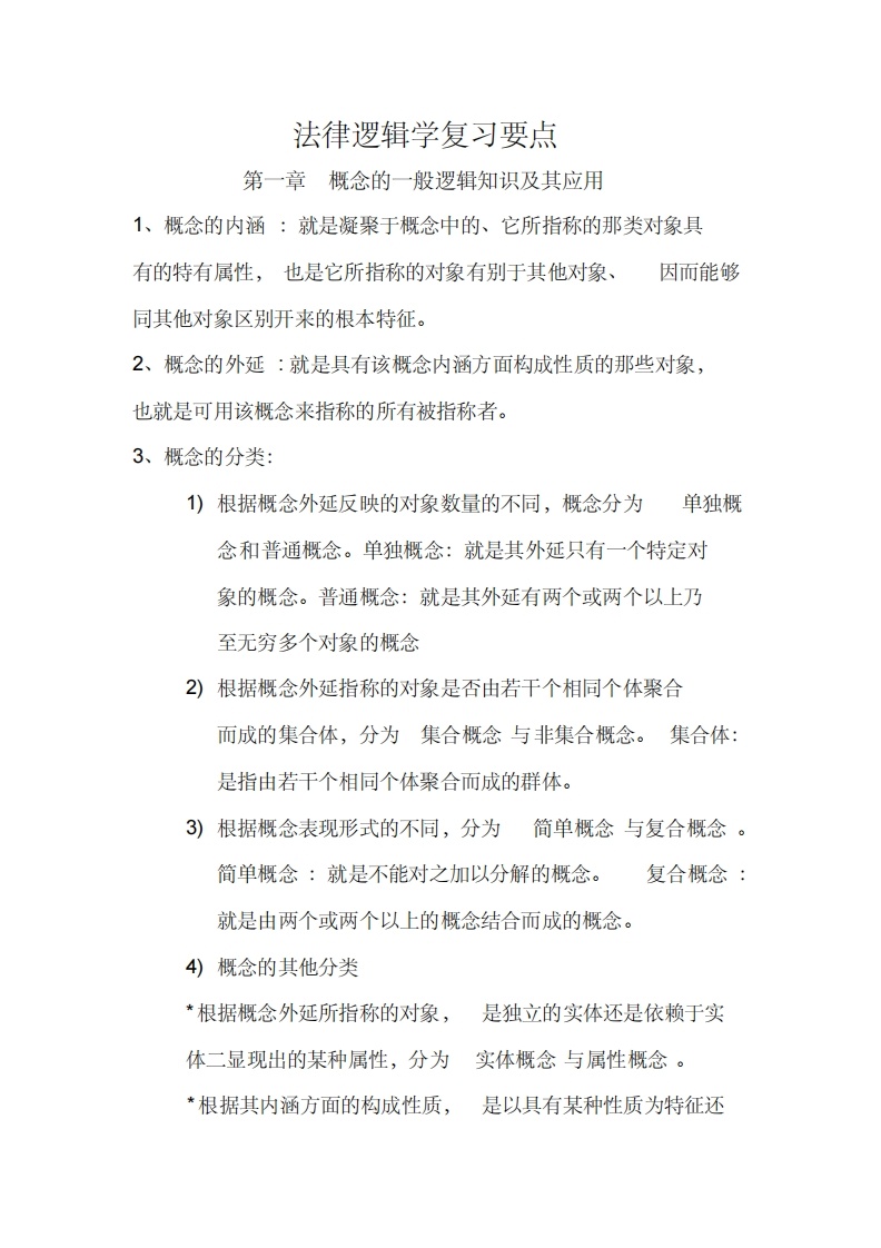 法律逻辑学复习要点