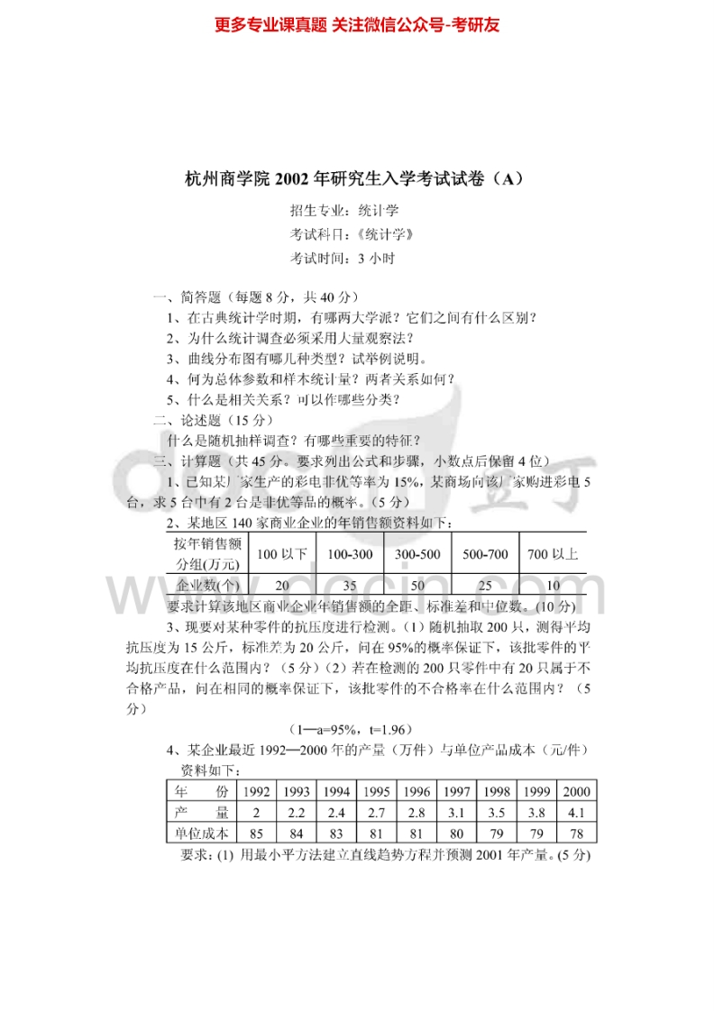 浙江工商大学统计学概论2002-2008、2010-2015考研真题汇编.Image.Marked