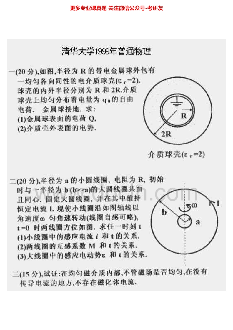 清华大学644普通物理1999、2001-2002、2008考研真题汇编-学习资源网 - 分享优质学习资料
